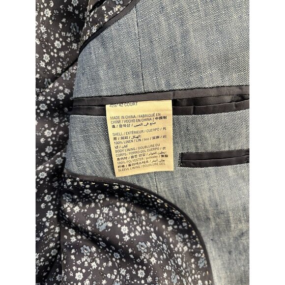 BAR III 100% linen formal chambray blazer 40S Suit lightweight jacket - Picture 10 of 11